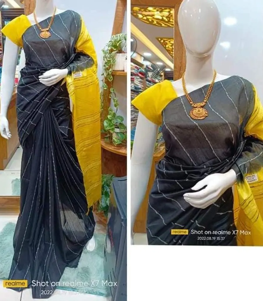 Graceful Kota Staple Saree with Flag Stripes Body – Lightweight Elegance with Contemporary Charm